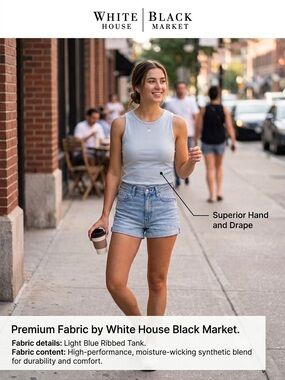 WHBM Pale Blue Ribbed Tank